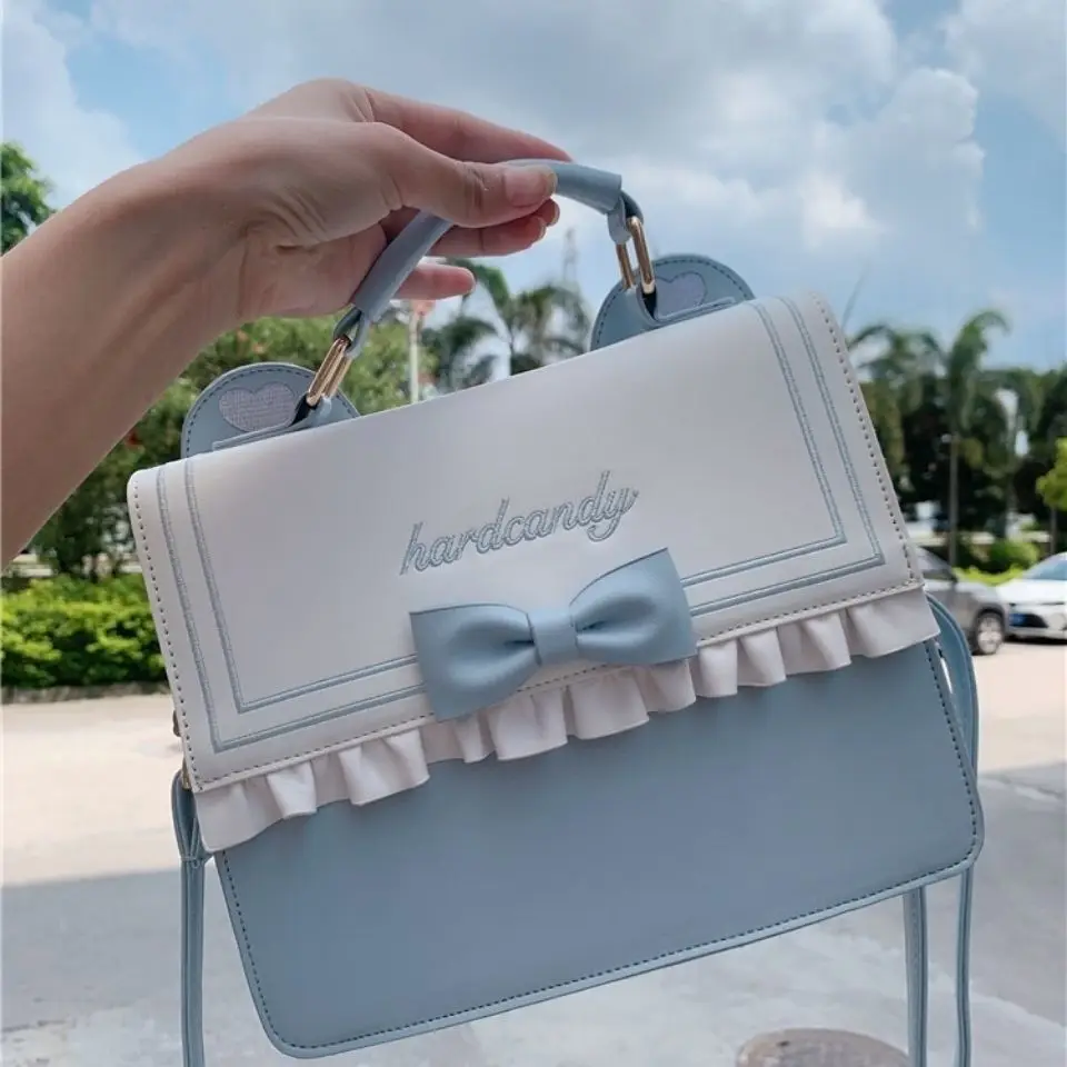 

Sweet Cute Lolita Bow Ruffled Shoulder Messenger Bag Ik Uniform Bag Versatile Female Japanese Trendy Student Portable Backpack