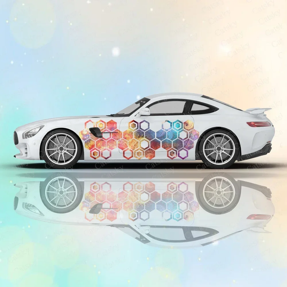 

Abstract Fractal Hexagon Car Vinyl Wraps Decal Self-adhesive PVC Sticker Suitable for Trucks SUV Decoration Auto Accessories