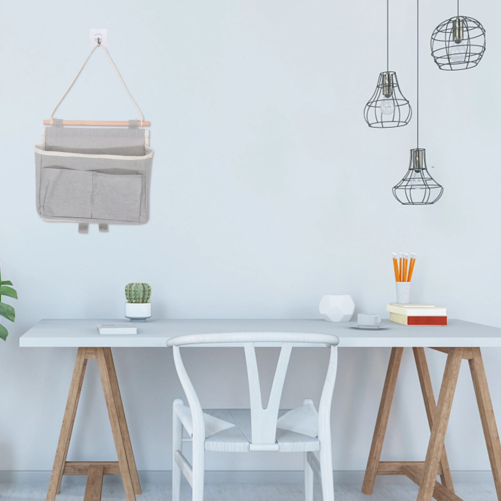 

1pcs Hanging Storage Bag Wall Organizer Cotton Door Hanging Pouch Bedroom Bathroom Kitchen Foldable Bedside Multi Use