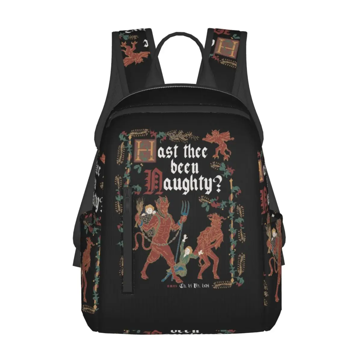 Krampus Medieval Style Naughty List English History Backpack Daypack Large Capacity Children BookBag School Bag Shoulder Bags
