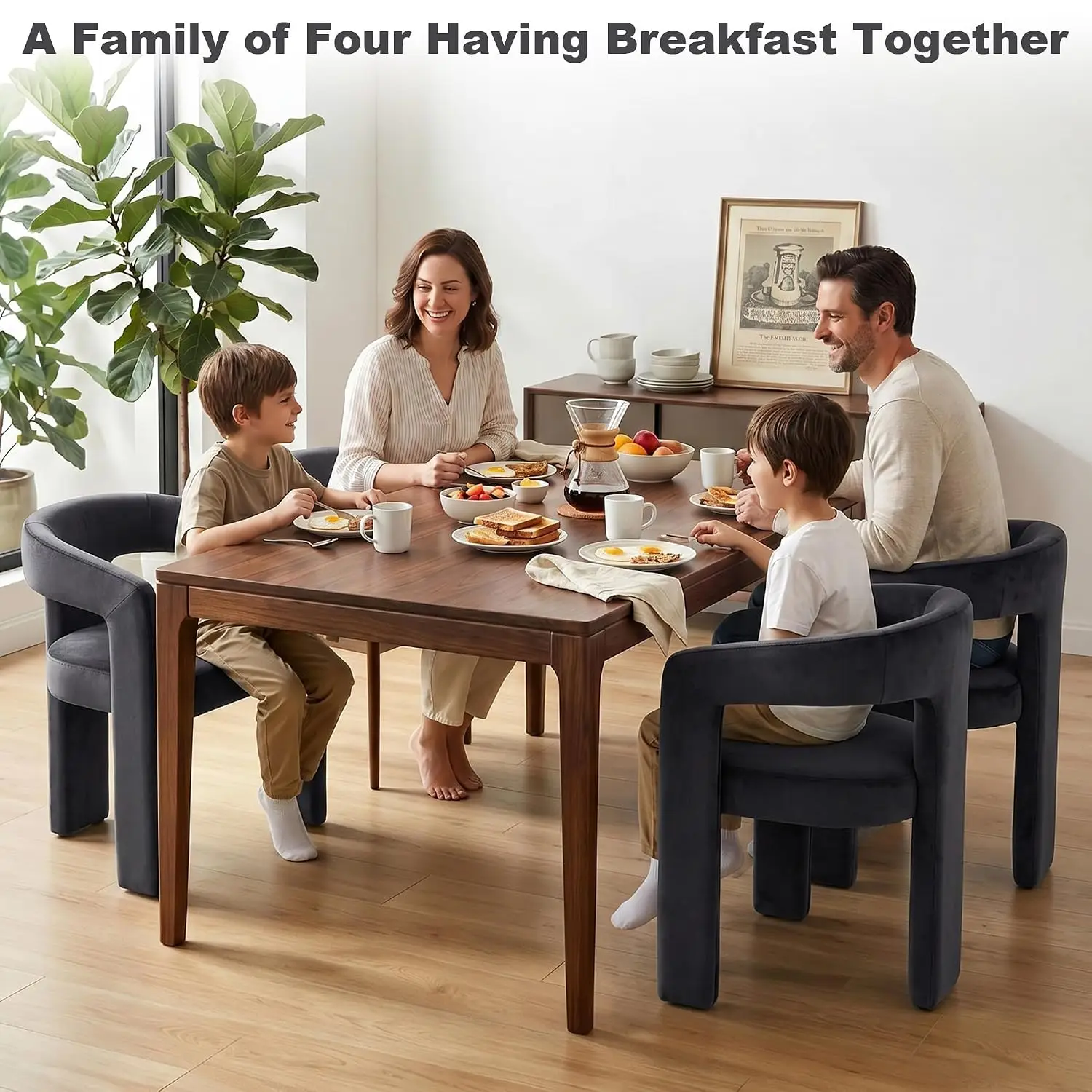 Black Dining Chair Set of 4 Modern Accent Kitchen Chair, Customized
