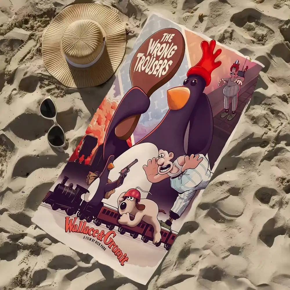 W-Wallace وG-Gromits مناشف الشاطئ الكبيرة المصنوعة من الألياف الدقيقة، منشفة سريعة الجفاف، مناشف الشاطئ الرملي، منشفة حمام السباحة للسفر، حمام السباحة، اليوغا #4