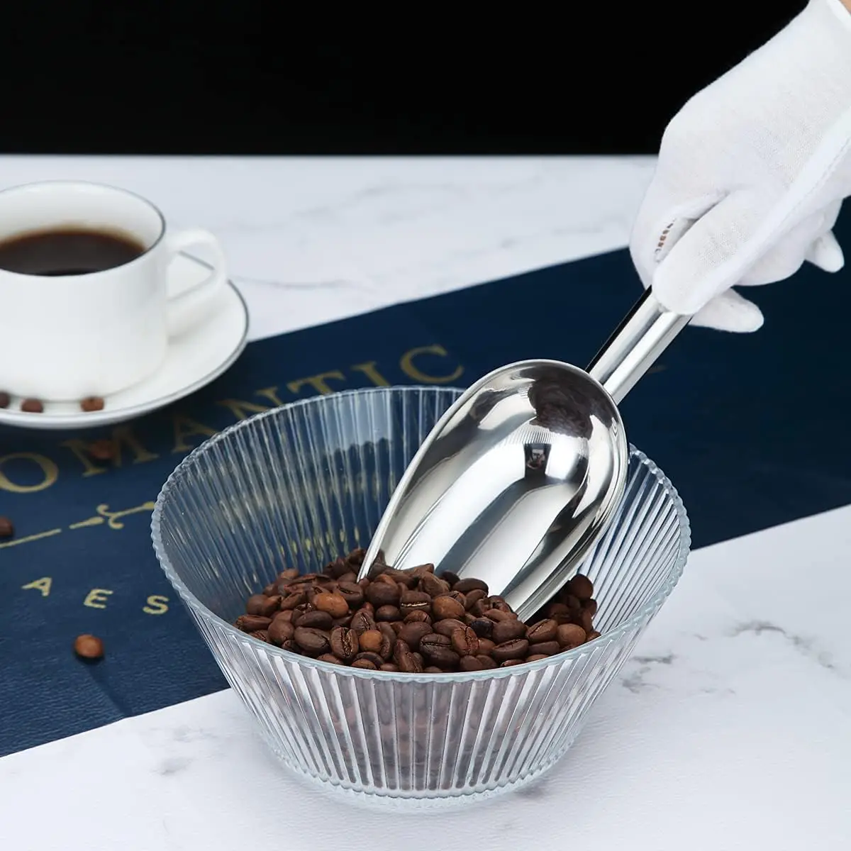 Stainless Steel Ice Cube Shovel S/M/L Buffet Bar Food Measuring Spoon Scoops Multifunctional Coffee Bean Scraper Kitchen Gadgets