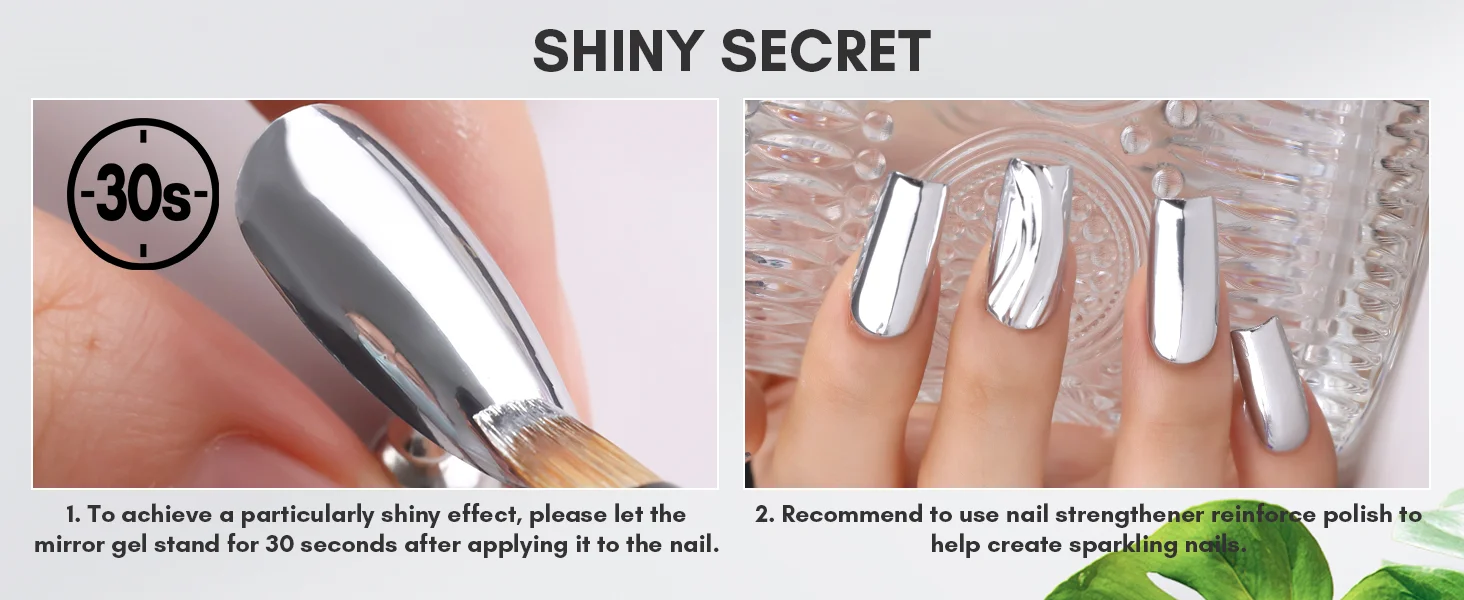 Metallic Gel Nagellack Set: Silber & Gold Chrom Gel Nagellack 3D Metall Malgele Spiegel Nagellack Aushärtung mit UV/LED erforderlich – Detail 13