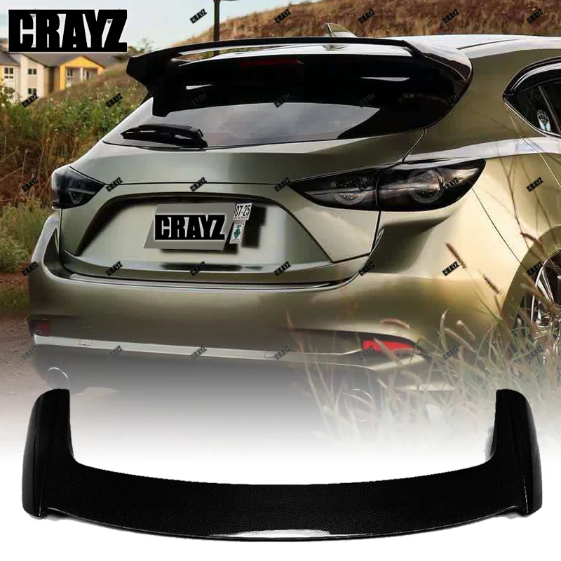 

Car Rear Spoiler Roof Window Wing For Mazda 3 Axela Sport Hatchback 4-Door 2014 - 2017 Carbon Fiber/FRP Glossy Black Wing