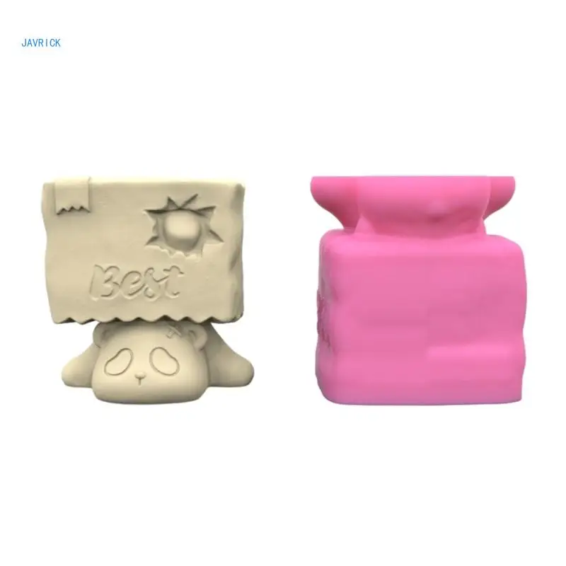 Lying Panda Shaped Planter Mold Flowerpots Molds Silicone Concrete Mould