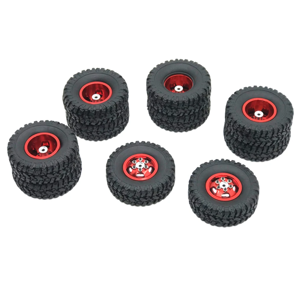 

10pcs Aluminum Alloy Wheel Rims with Rubber Tires Tyre for WPL 6WD 1/16 C14 B16 B36 RC Crawler Car Parts