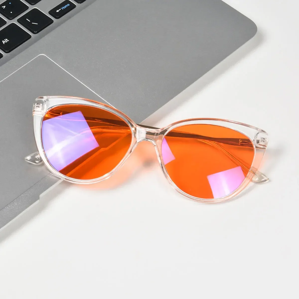 SHINU Brand Women Glasses Cat Eye TR90 anti Blue light glasses red lens for Better Sleep orange lense for long time game or work