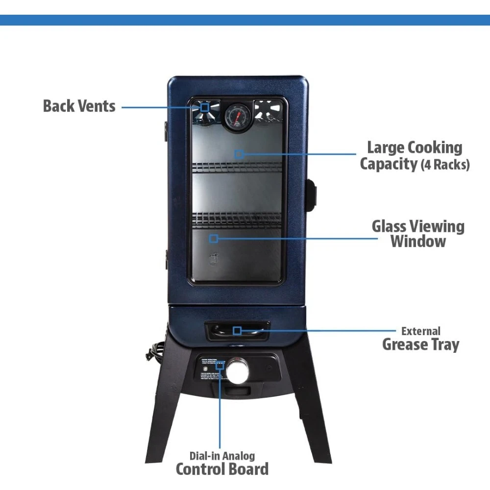 Grills PBV3A1 Electric Smoker, Blue Hammertone, 684 sq inches,