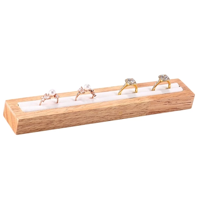 Wooden Ring Display Stand with Single Slot for Counter and Vanity Use E0BF