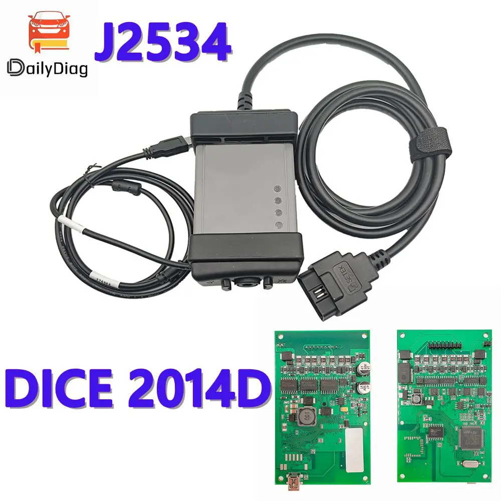 NEW DICE 2014D J2534 Protocol Control Module Maintenance 2014D OBD2 Car Diagnostic Scanner Tool Fast Shipping
