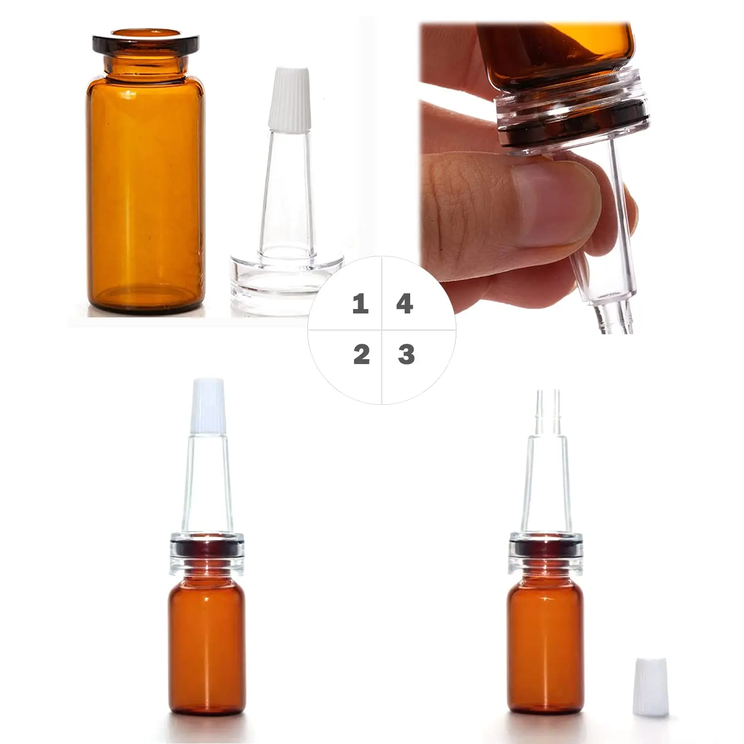 50Pcs 13/20 Tooth Glass Dropper Cap Serum Vial Trumpet Dropper Head Cap Eye Dropper Bottle Cap for Travel Test Sample Perfume