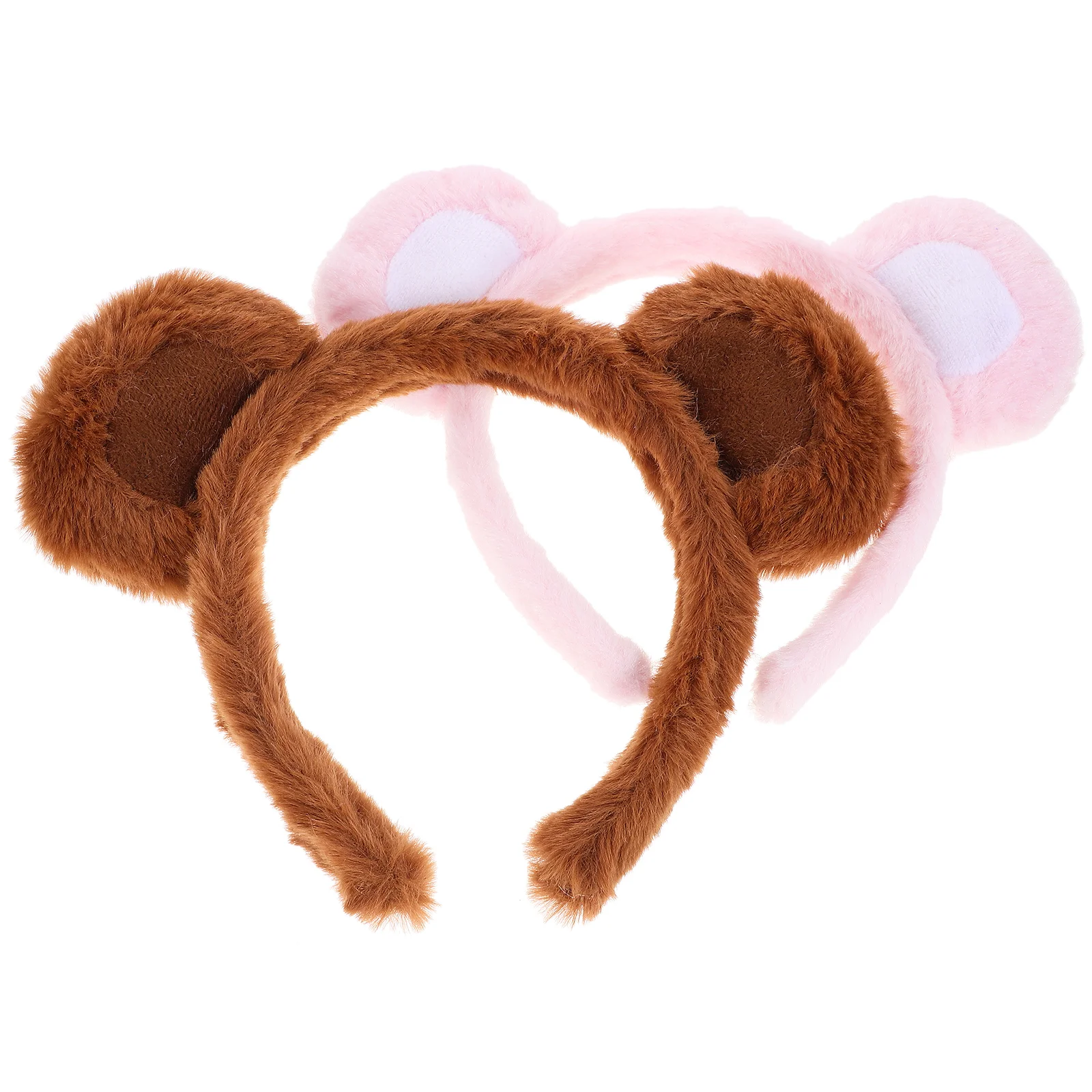 2 Pcs Animal Bear Headband Miss Women's Cute Ears Flannel Cartoon Hairband Headbands Womens Bulk