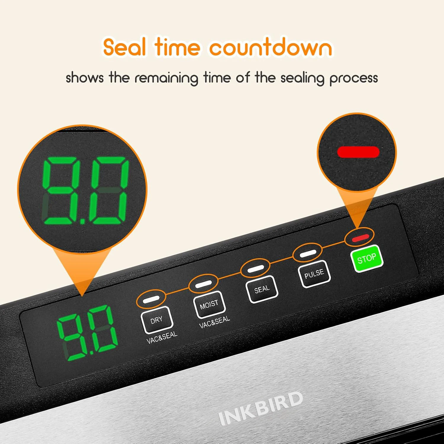 INKBIRD INK-VS03 Food Vacuum Sealer 80KPA Strong Suction Vacuum Sealer with Starter Kit for Food Storage and Sous Vide