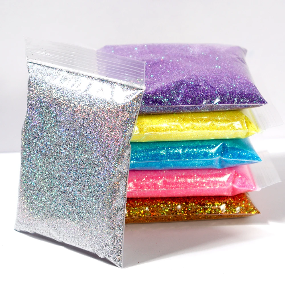 50g/Bag Laser Silver Sparkly Iridescent Nail Glitter Powder Holographic Ultra-Fine Glitter Shiny Chrome Pigment Dust for Nails