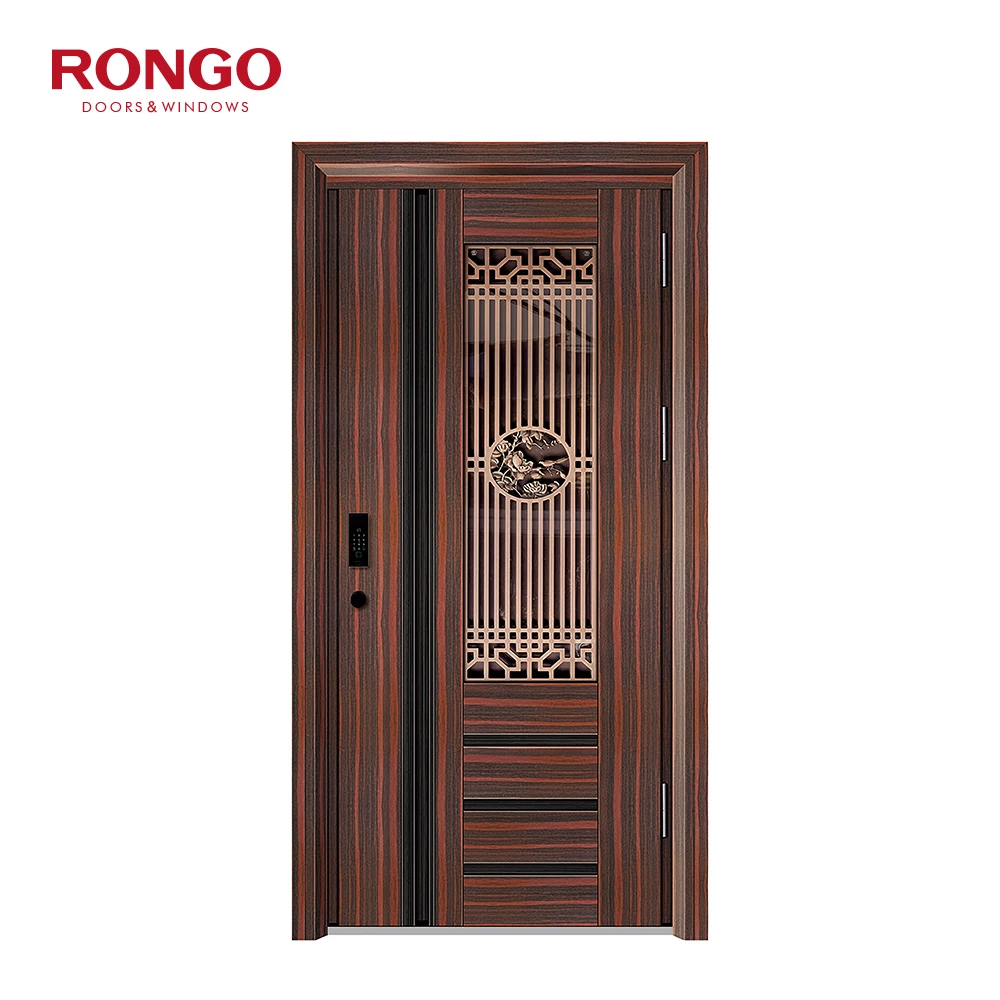 

Customized Security Front Entry Door Best Price With Aluminium Strip Main Entrance Door For Houses Front Exterior Door
