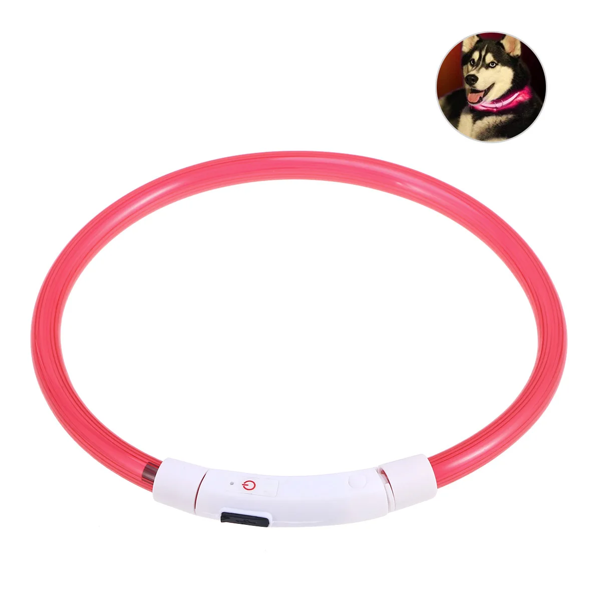 

50Cm Silicone LED Dog Collar Rechargeable Glowing Pet Collar for Night Safety Resistant Flexible Design