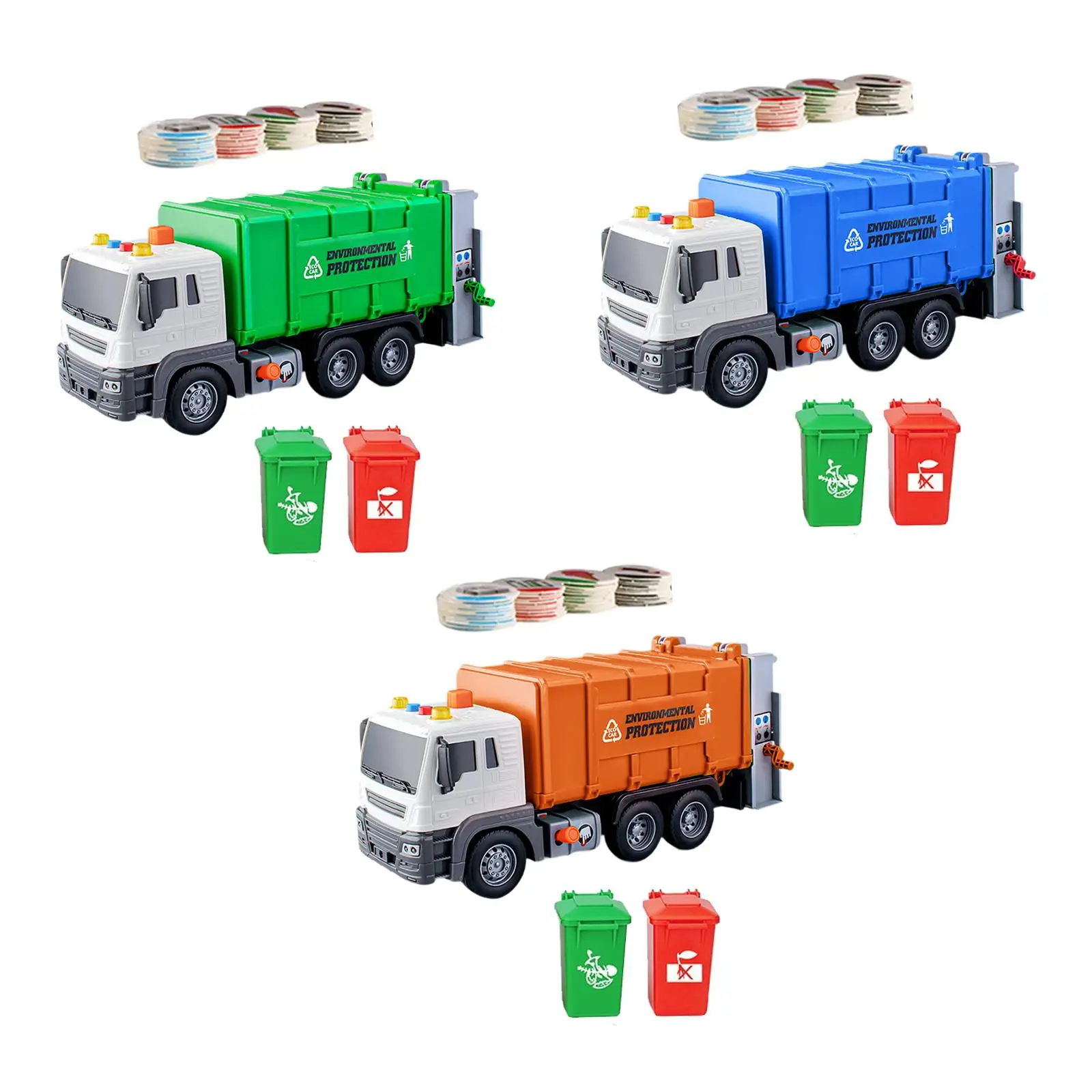 Garbage Truck Toy Set with Trash Cans and Bins, Garbage Sorting Card Trash Truck Toy for Kids Children Boys Age 3 4 5 Years Old