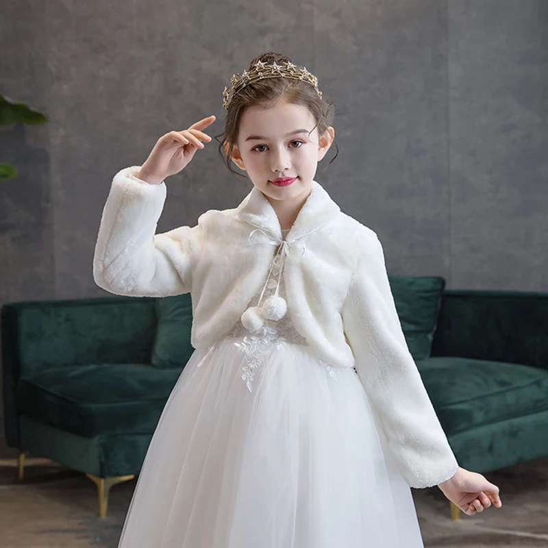 

Kids Princess Dress Girls Cloak Windproof Shawl Coat Autumn and Winter Clothing Children Thickened Jacket Long Sleeves Coats Red