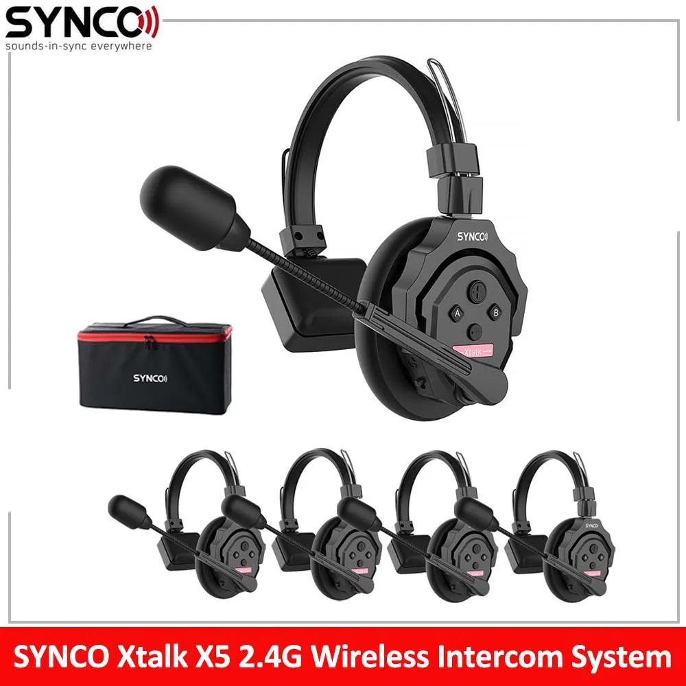 

SYNCO Xtalk X5 X2 X1 2.4GHz Wireless Intercom System Full-Duplex Single-Ear Remote Headset for Film &Television Team Studio