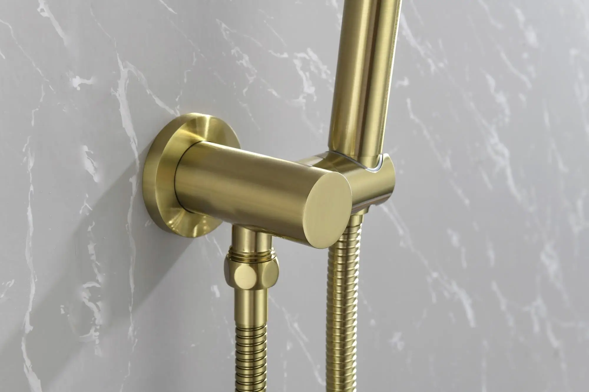 Brushed Gold Shower System - Wall Mounted Faucet Set with 10 Rain Shower Head & Handheld, High Pressure 2-Way Kit