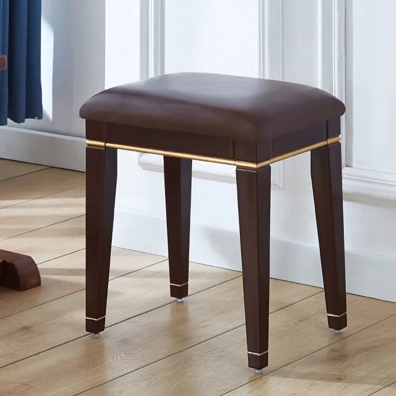 American makeup chair European dresser stool Chinese classical home small square stool Guzheng piano stool single antique view 2