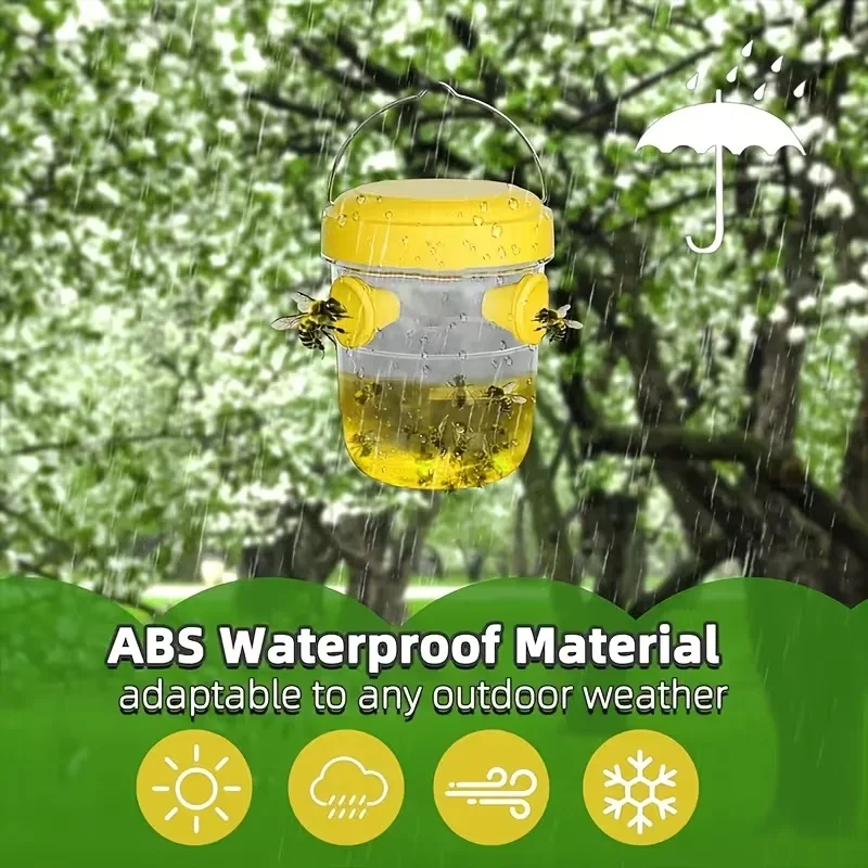 1pc Clear Plastic Insect Trap Outdoor Hanging Wasp Trap Fruit Fly Catcher with Lid Non-Toxic Garden Yard Pest Control, Bird Net