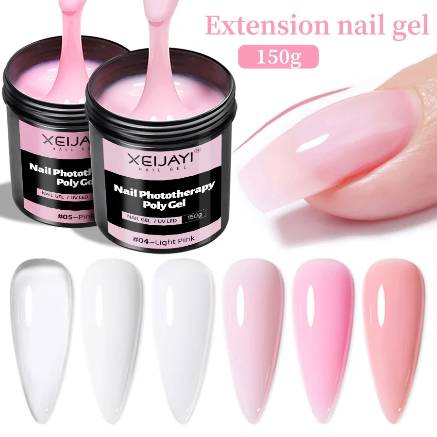 

1Jar 150g Poly Nail Gel UV LED Cured Builder Nail Gel Acrylic Crystal Nail Extension Gel For Nails DIY At Home Salon Manicure