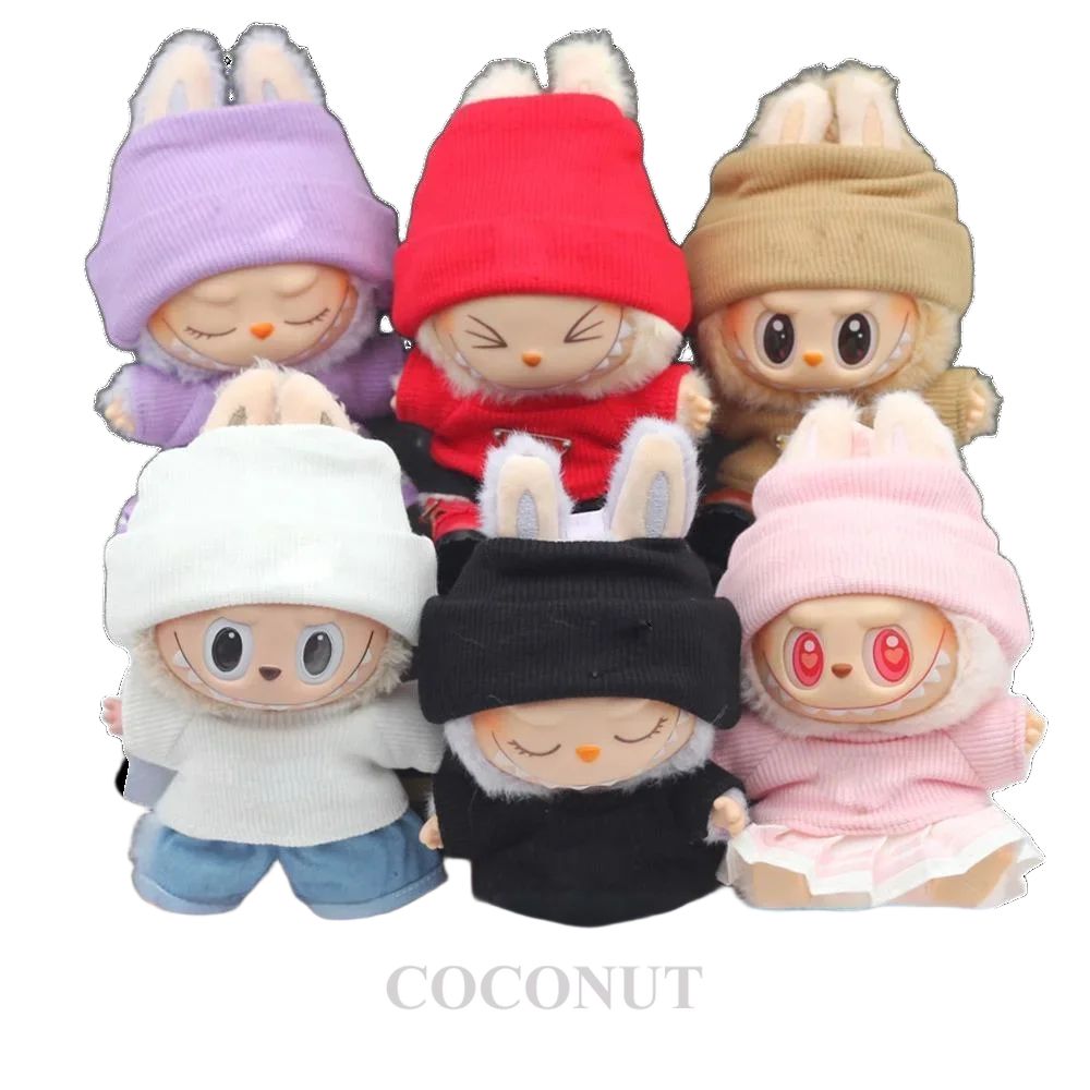 Labubu Ropa الخيوط محبوك ذات حواف قبعة البلوز محبوك تي شيرت إكسسوارات دمي Labubu الملابس العصرية #4