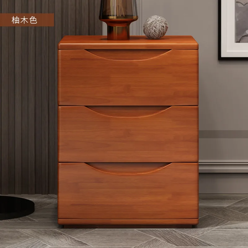 3 Pumped solid wood bedside table Simple modern shelf Nordic wood bedroom storage cabinet Mini small locker
