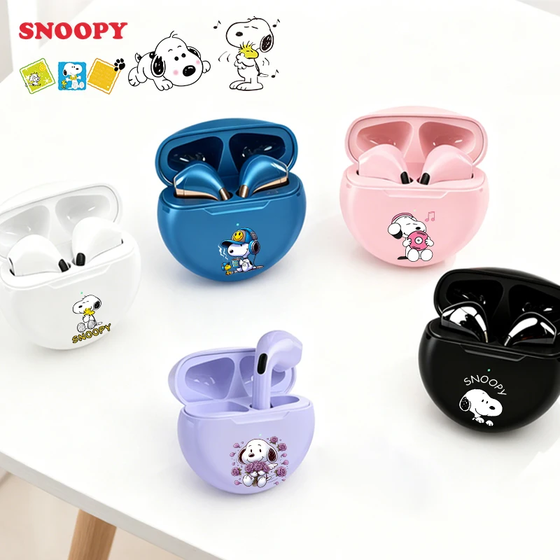 

Snoopys Earphones Cartoon Printed Bluetooth Sport Game Wireless Headphones Cute Headsets Noise Reduction Fashion Birthday Gifts