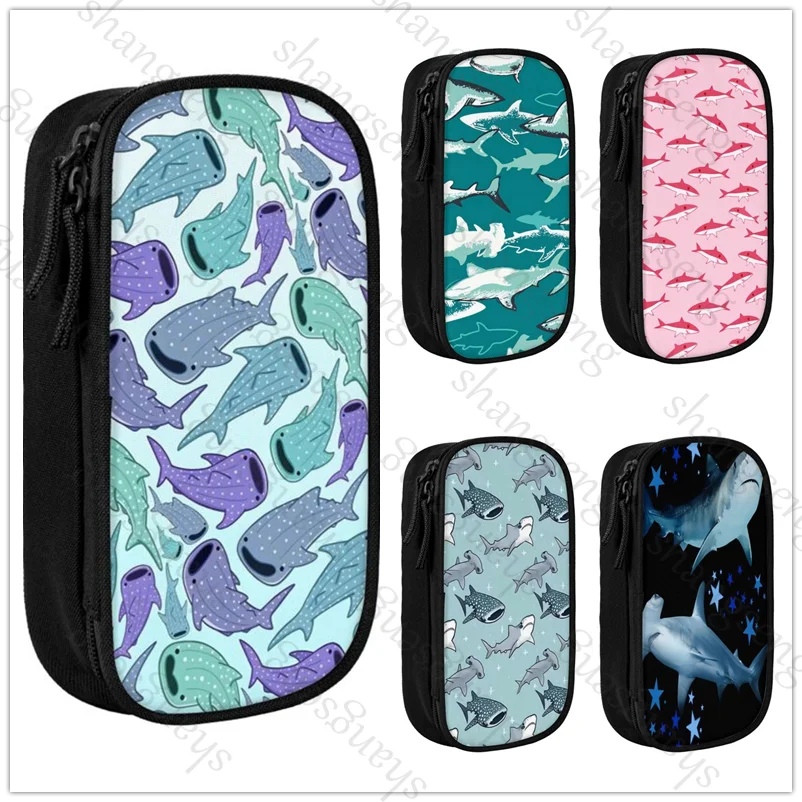 

Cartoon Shark Pen Bag Large Capacity Pencil Case Multifunctional Stationery Storage Bag Student School Supplies