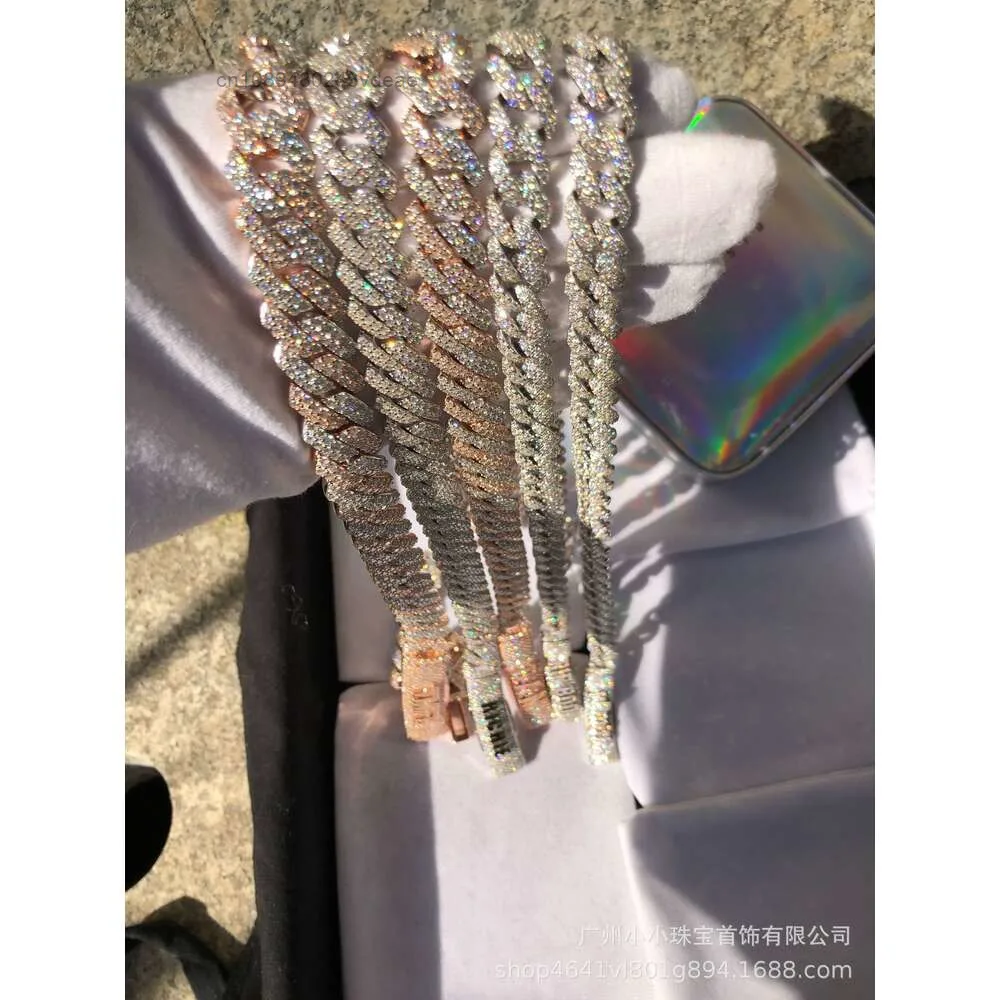 16-20mm Hip Hop 925 Vvs Moissanite Diamond Cuban Link Chain Mens Jewelry Oem Silver Iced Out.