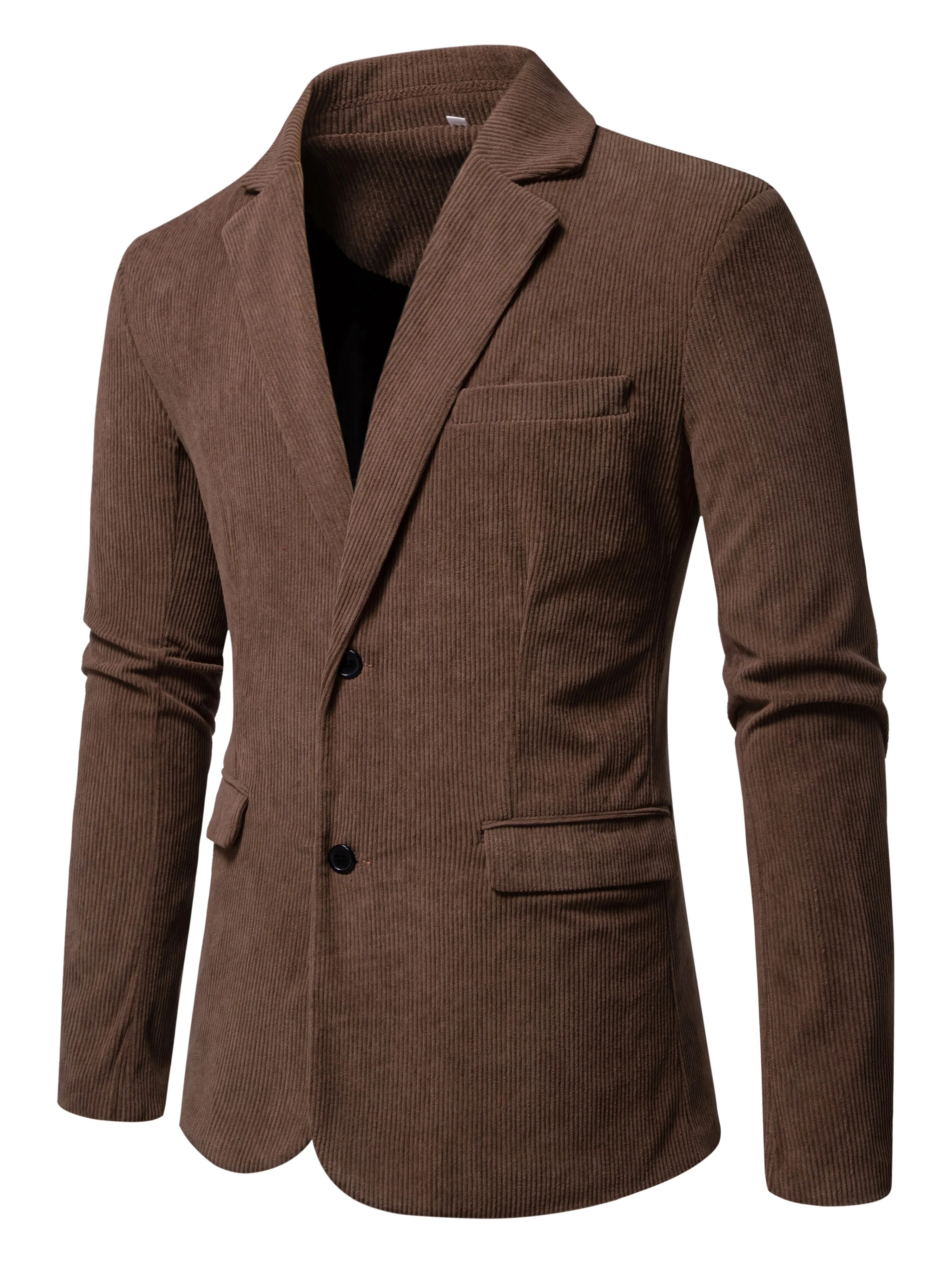 Modischer Herren-Blazer aus Cordstoff in Unifarben, ideal für den geschäftlichen Einsatz, mit mehreren Taschen. – Detail 6