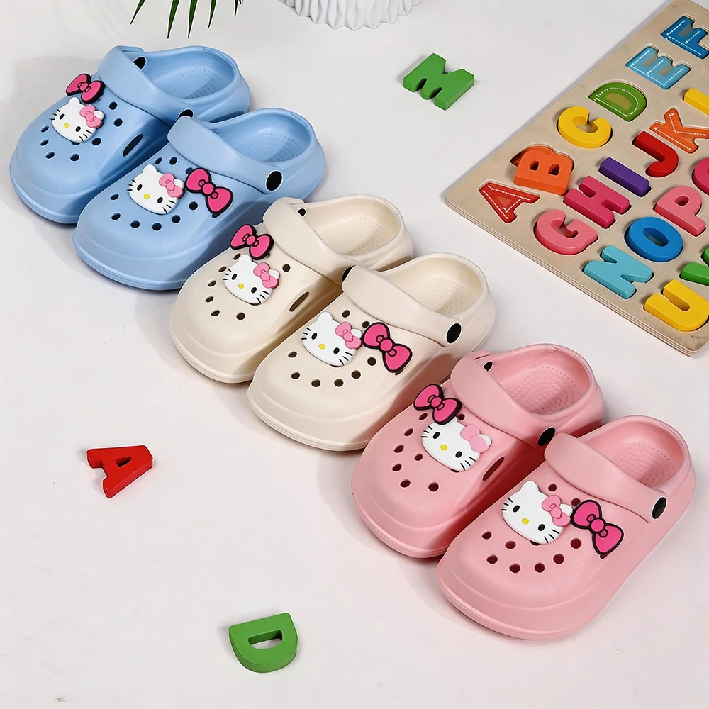 Children's Slippers Bowknot Hello Kitty Slippers For Children Girls Summer Garden Lightweight Breathable Sandals Beach Shoes - view 2