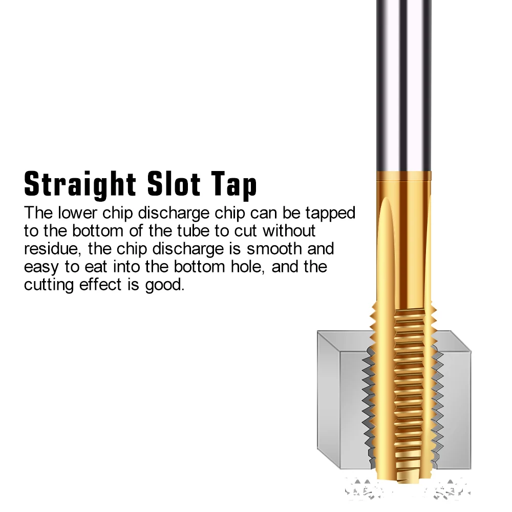 HSS Steel Straight Groove Screw Tap Titanium Coated Metric Thread Tap M2-M24 Machine Plug Tap HSS6542 Threading Tool Drill Bit