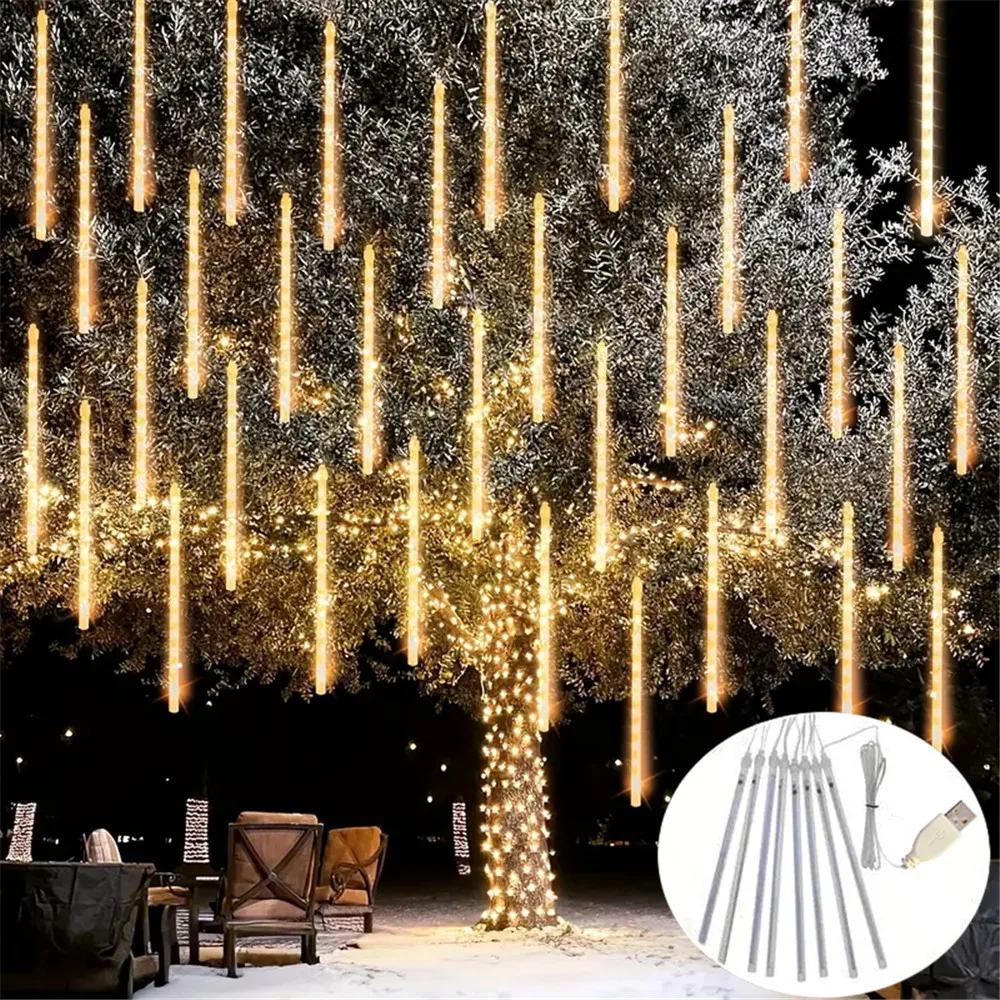 

8 Tubes Meteor Shower Rain Lights USB Powere Waterproof 30cm LED String Lights Decor Lights Garden Tree Wedding Party Decoration