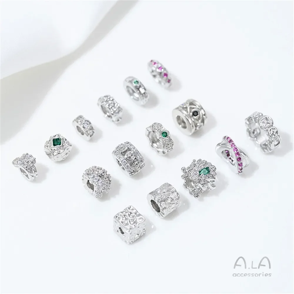 Sterling Verzilverd Zirkoon Partitie Slangvormige Beadproof Vierkante Kraal Vat Passepartout Hanger Diy Sieraden Accessoires