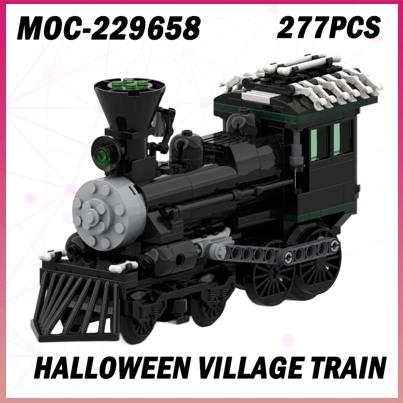 

277PCS MOC-229658 DIY Urban Rail Transit Halloween Limited Edition Village Train Building Block Model Brick Set Creative Gifts