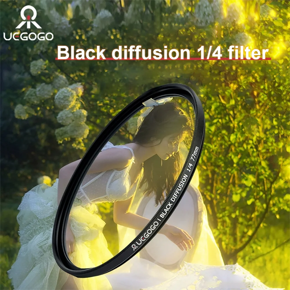 

UEGOGO Black Diffusion Lens Filter Kit 1/4 Mist Cinematic Effect Filters with Storage Cases HD Optical Glass52/62/67/72/77/82mm