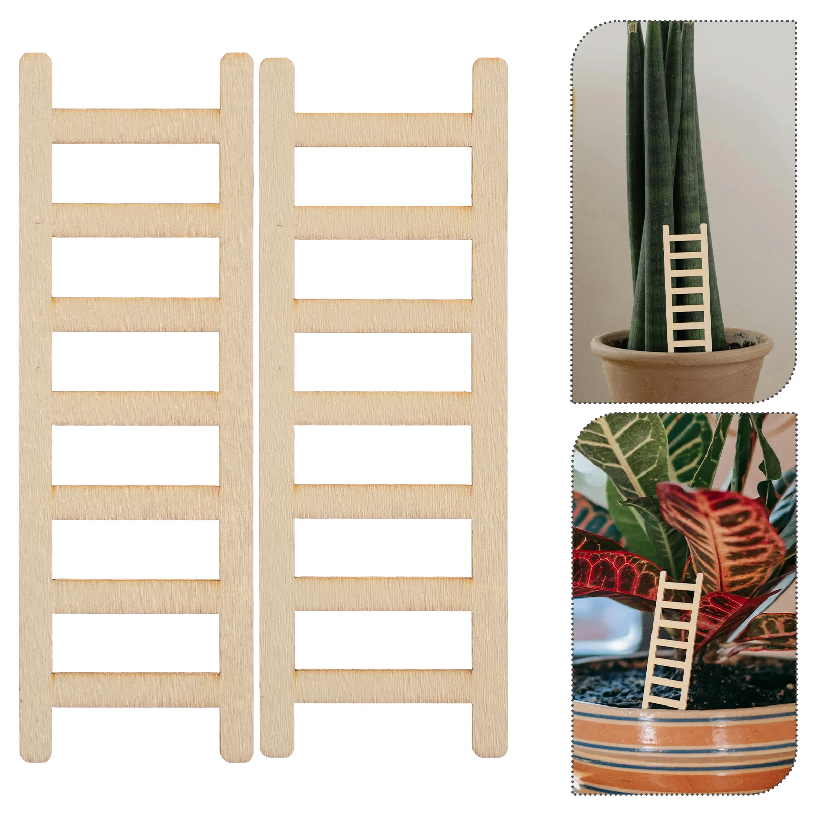 Miniature Plants House Ladder outside Furniture Wood Decor Decorate Ladders Wooden