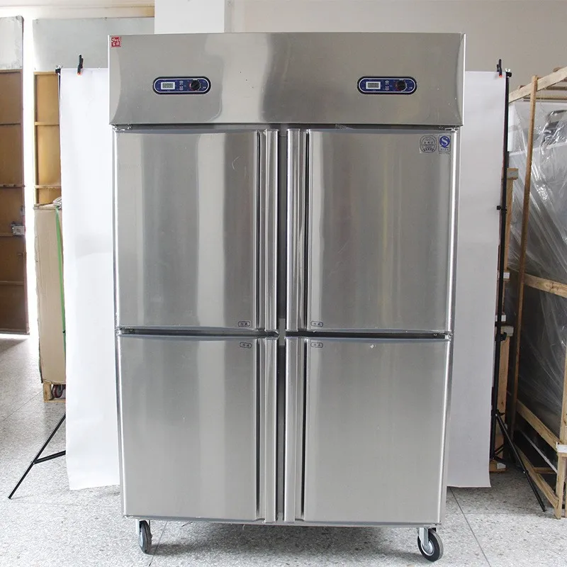 

Commercial freezer, large capacity 4 doors stainless steel body kitchen freezer 6 doors food refrigerated fresh-keeping cabinet
