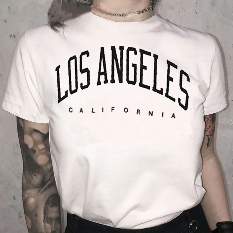 

Vintage Tops Clothing T Shirt Women Free Shiping Oversized T-shirt for Female New York Brooklyn Los Angeles Print Graphic Tees