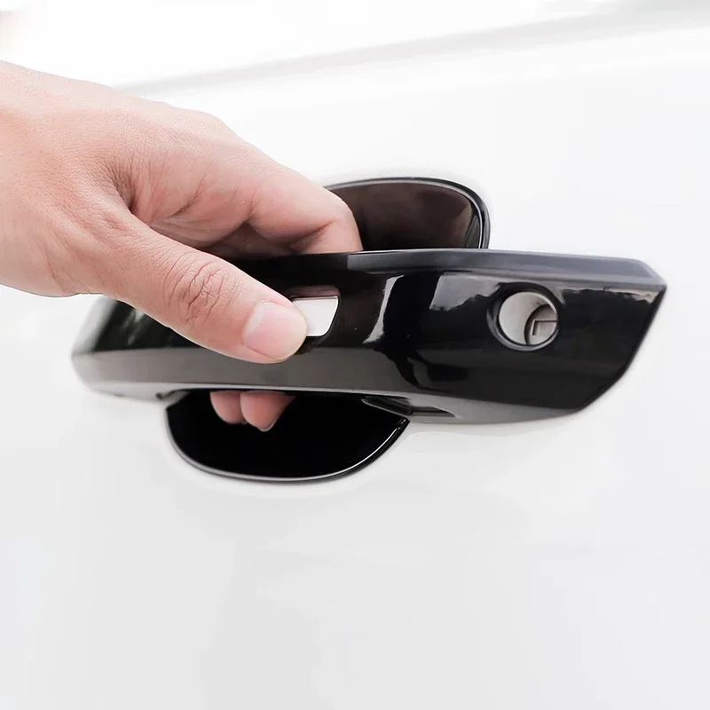 

For Audi A4 S4 B9 2017 2018 2019 2020 2021 2022 2023 2024 Door Handle Cover Cap Bowl Pad Sticker Carbon Fiber Grain/ Piano Black