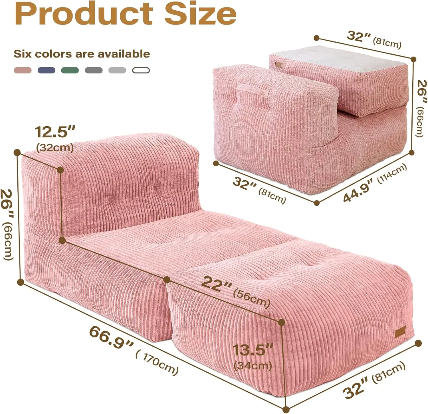 Big Bean Bag Chair for Adults, 66.9