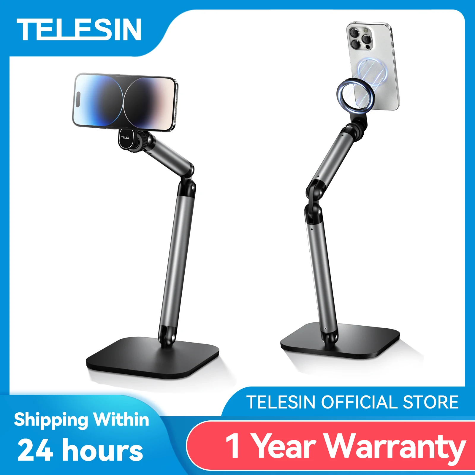 TELESIN Universal Magnetic Mobile Phone Quick Release Stand Holder Aluminium alloy Phone Stand For Iphone HUAWEI XIAOMI SAMSUNG