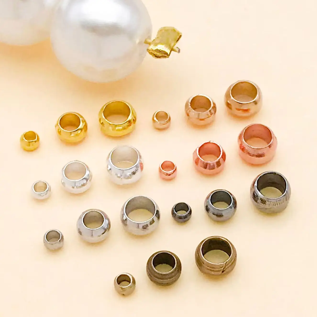 5g/lot 1.5-3mm Gold Silver Copper Ball Crimp End Beads Dia  Spacer Beads For DIY Jewelry Making Supplies Accessories
