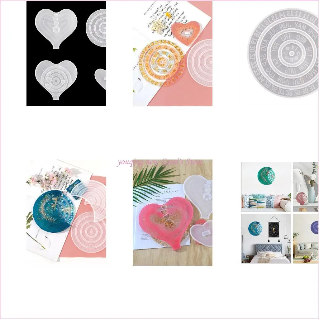 

57QA Calendar Hanging Listed Mold Hanging Pendant Silicone Mold Handicrafts Hanging Sign Calendar Wall Decorative Resin Mold