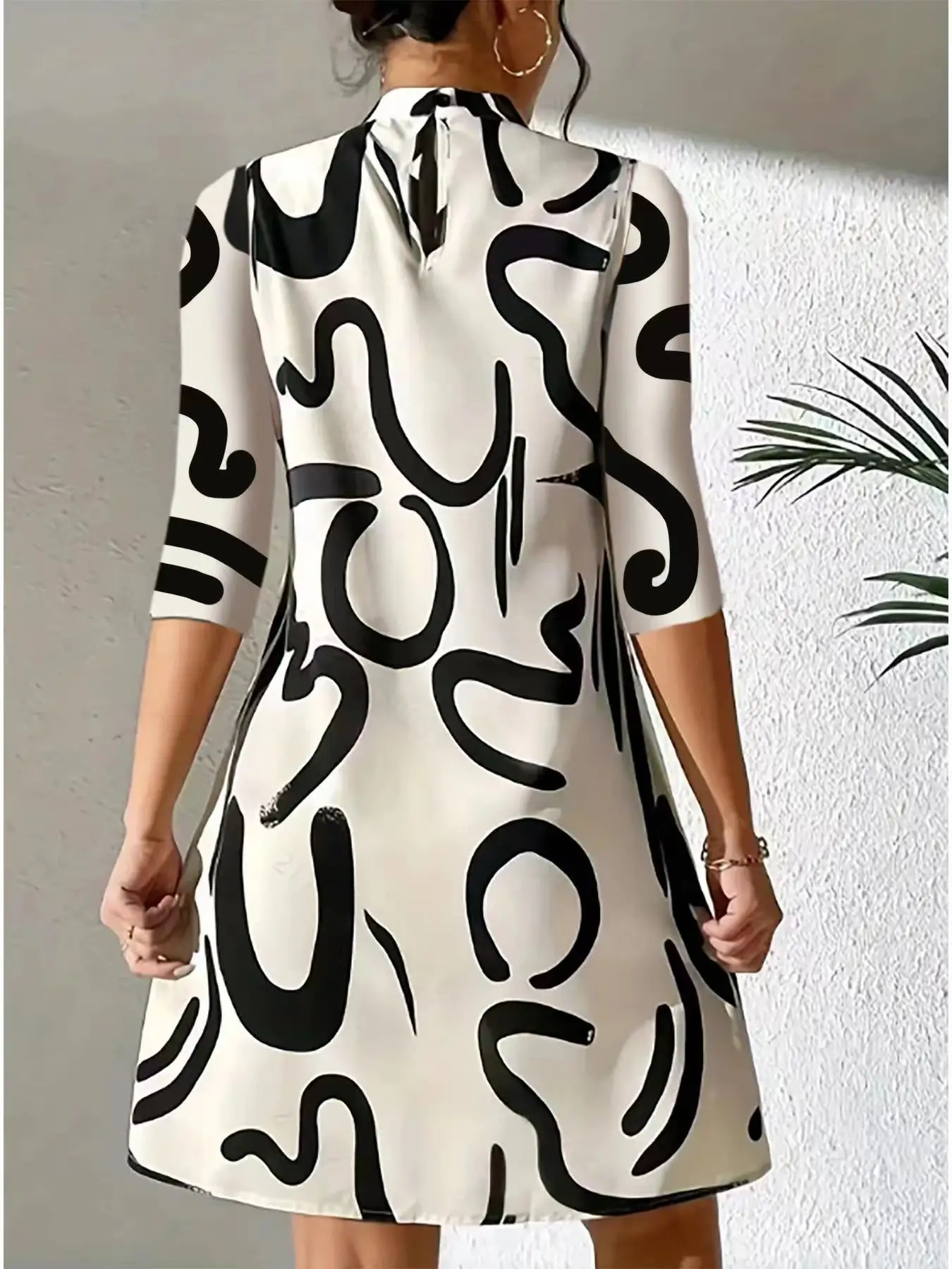 Fashion Long Sleeve Print Vestidos Dresses For Women 2023 Autumn Casual Office Ladies Mini Dress Loose Robe Vestidos Para Mujer