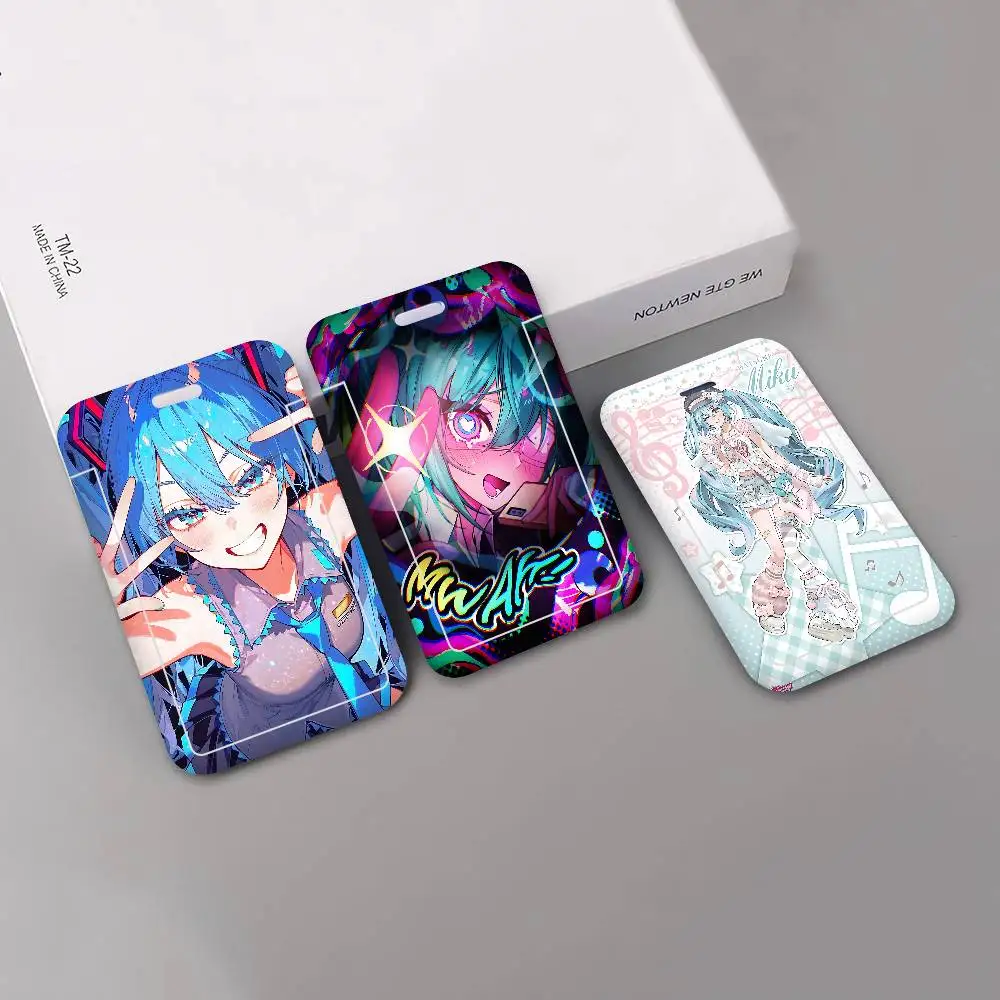 Anime H-Hatsunes M-MikU ID Badge Card Holder Lanyard Kids Credit Card Case Neck Strap Door Card Holder Credentials Gift